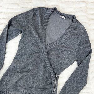 Guess wrap zip grey shimmery sweater - Size small